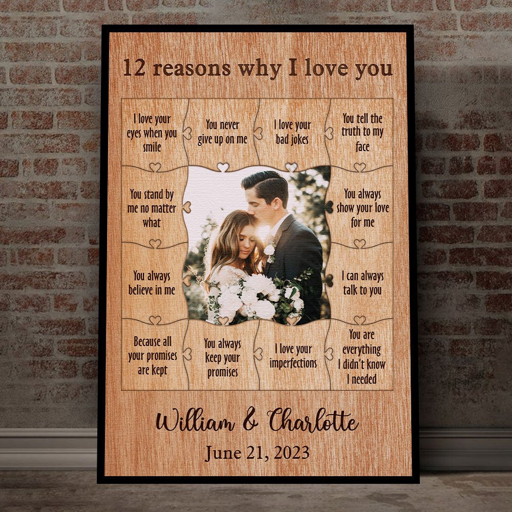 12 Reasons Why I Love You - Personalized Poster/Canvas - Best Gift For Valentine, For Couple - Giftago