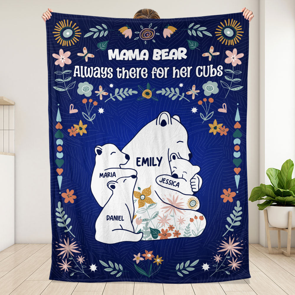 Mama Bear Always There For Her Cubs Blanket - Personalized Blanket