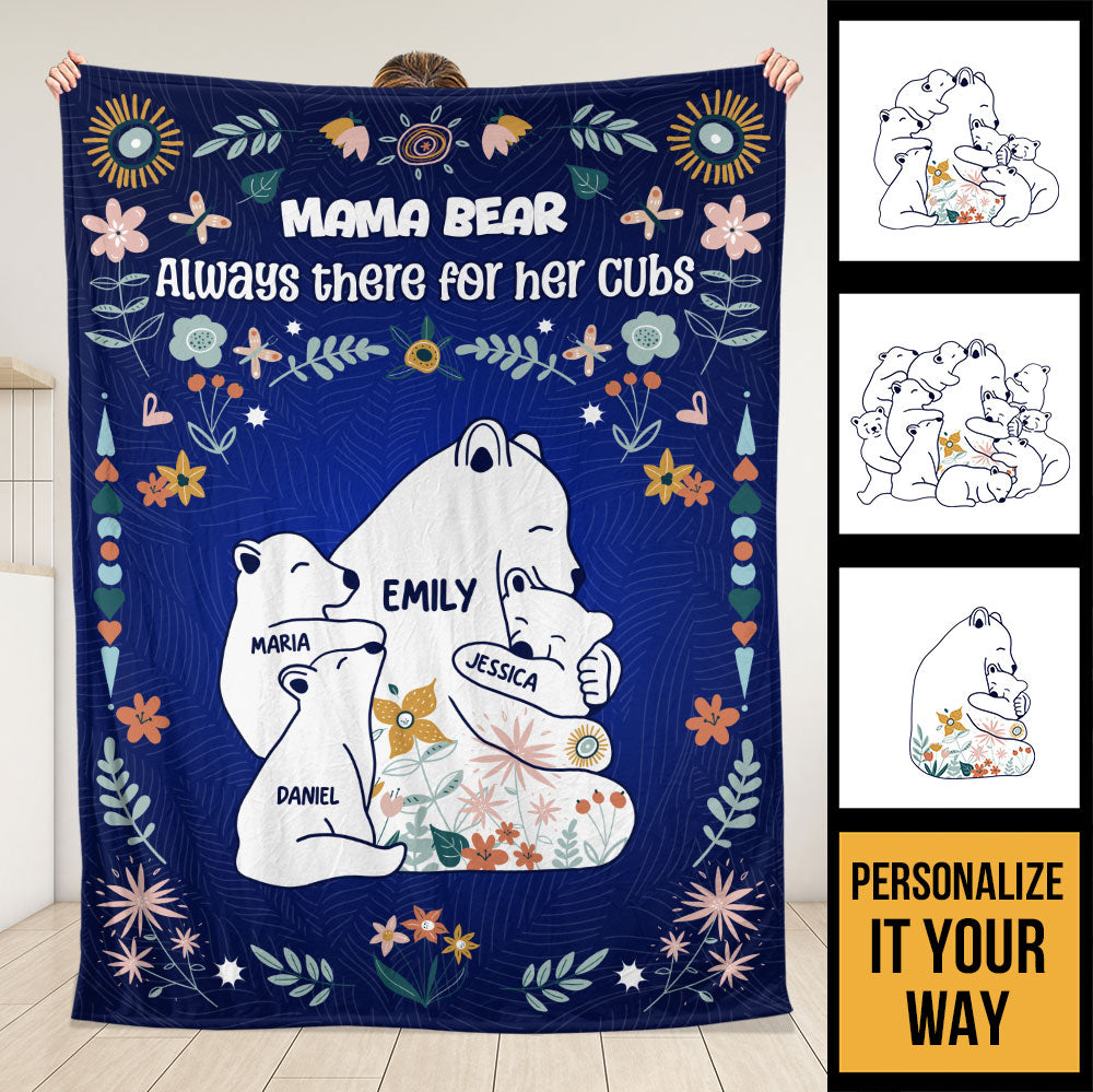 Mama Bear Always There For Her Cubs Blanket - Personalized Blanket
