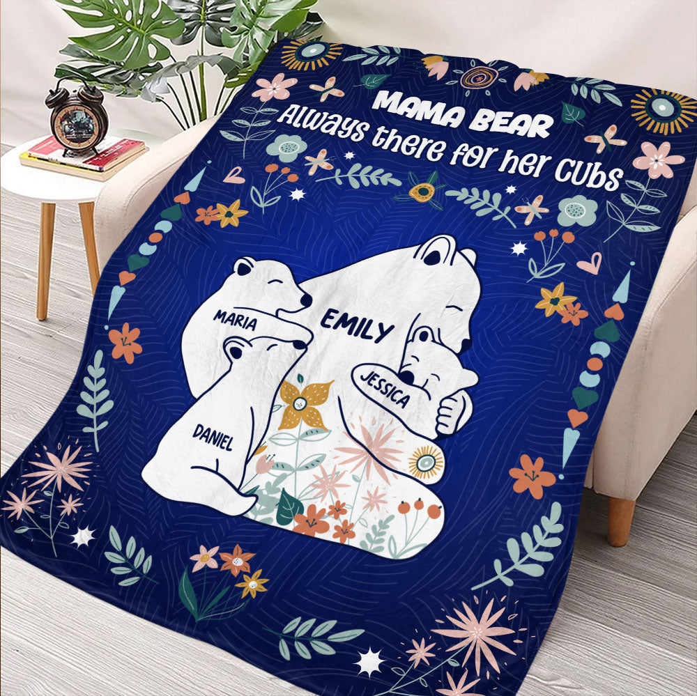 Mama Bear Always There For Her Cubs Blanket - Personalized Blanket