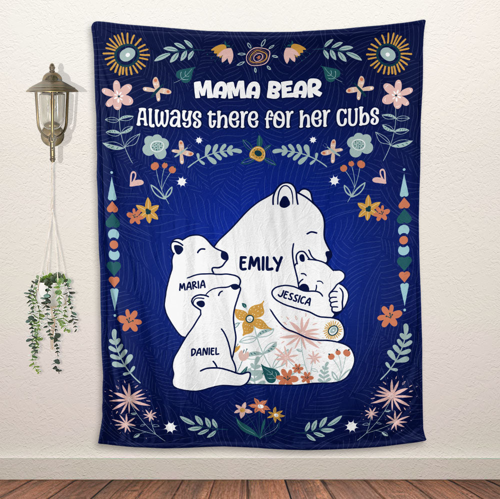 Mama Bear Always There For Her Cubs Blanket - Personalized Blanket