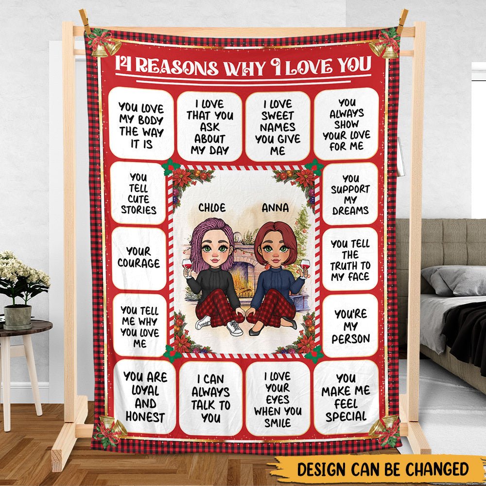 14 Reasons Why I Love You - Personalized Blanket - Best Gift For Couple - Giftago