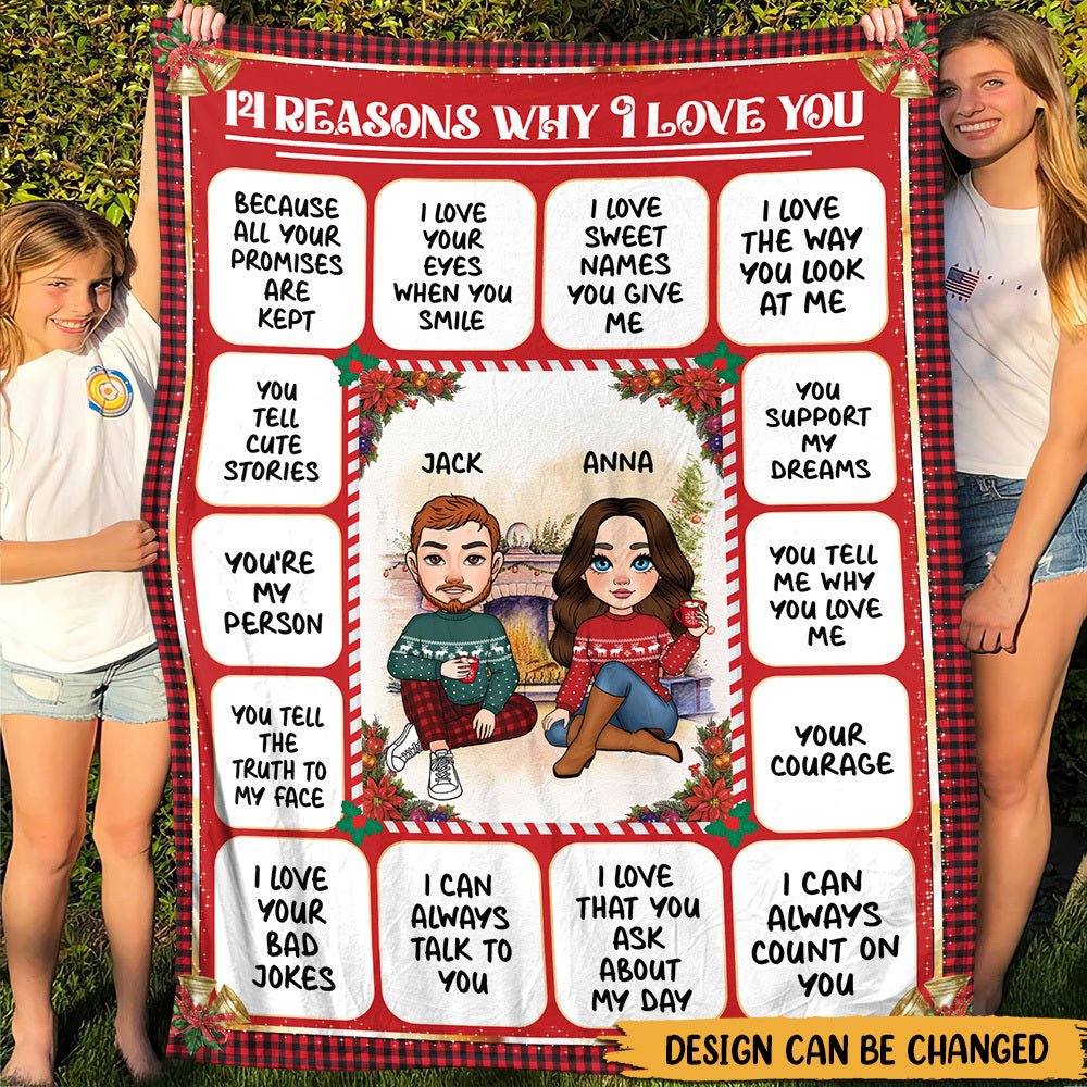 14 Reasons Why I Love You - Personalized Blanket - Best Gift For Couple - Giftago
