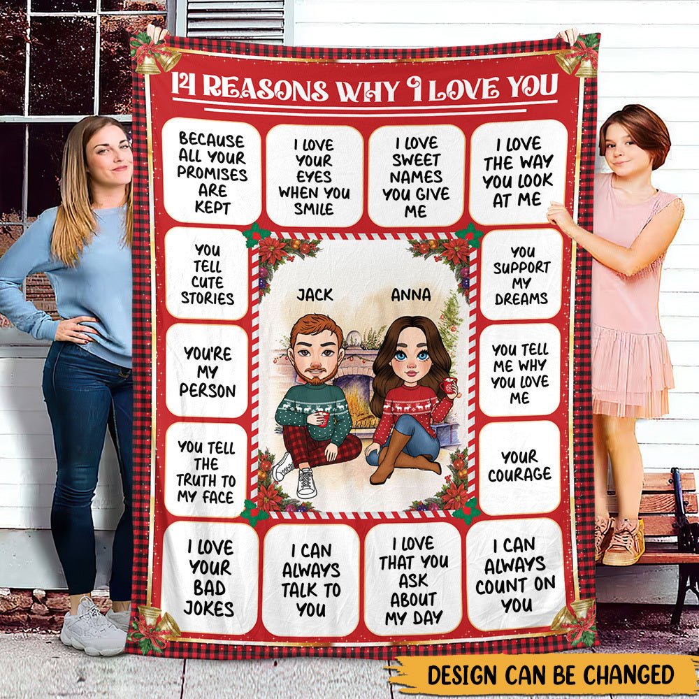 14 Reasons Why I Love You - Personalized Blanket - Best Gift For Couple - Giftago