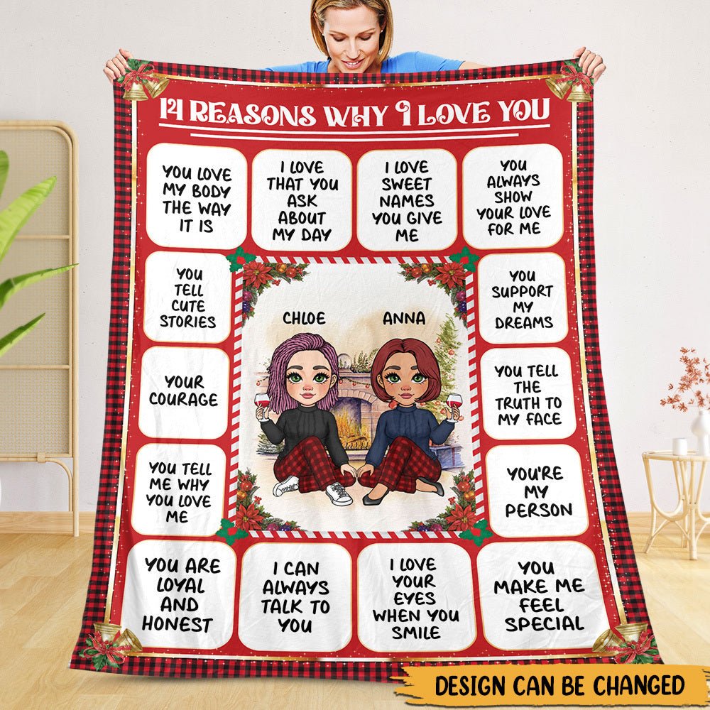 14 Reasons Why I Love You - Personalized Blanket - Best Gift For Couple - Giftago