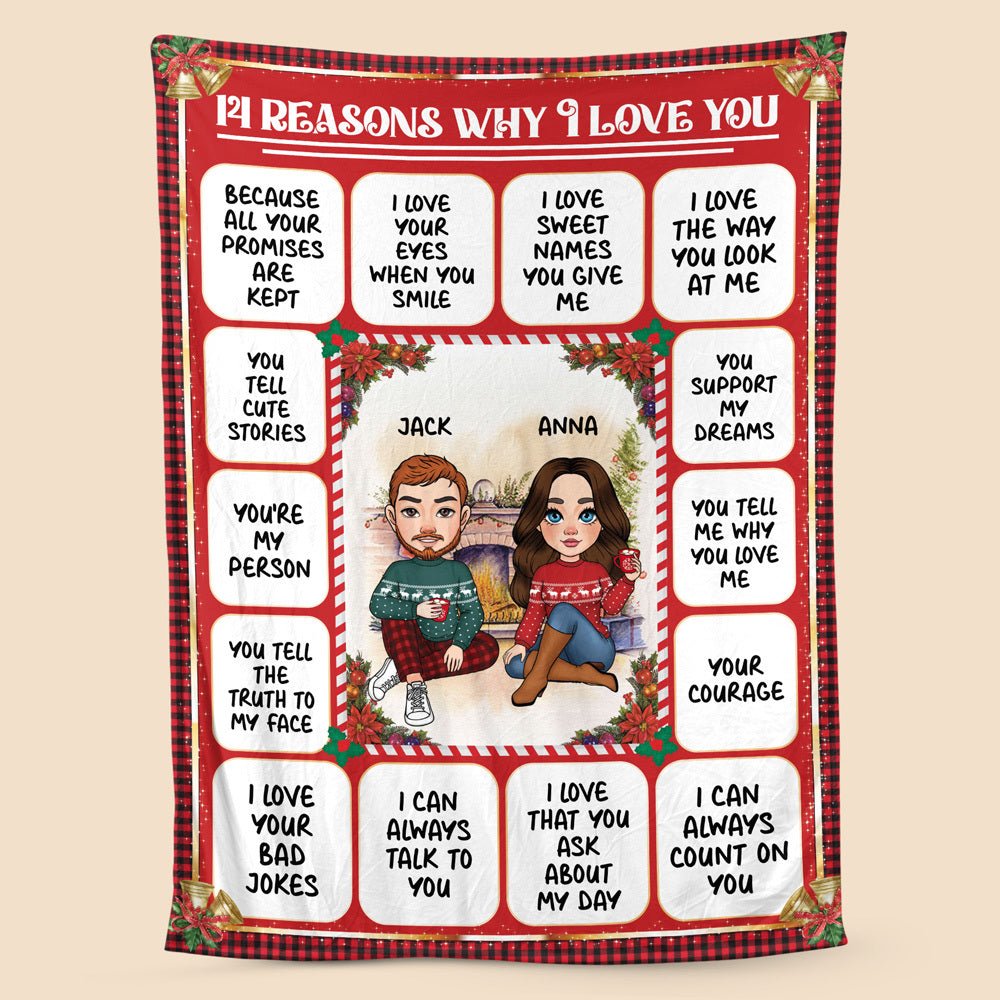 14 Reasons Why I Love You - Personalized Blanket - Best Gift For Couple - Giftago