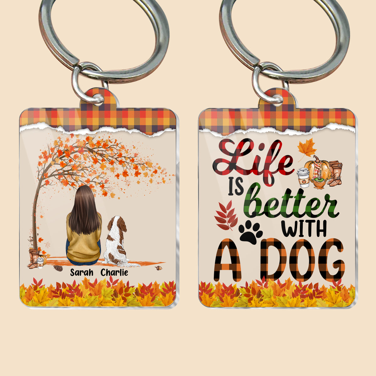 Life Is Better With Dogs - Personalized Acrylic Keychain - Best Gift For Dog Lovers - Giftago