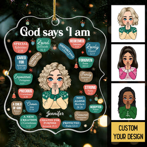 God Says I Am (Version 3) - Personalized Acrylic Ornament - Best Gift For Christmas - Giftago