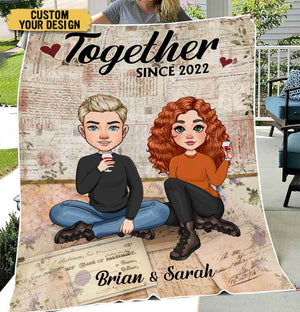 Together Since Couple - Personalized Blanket - Meaningful Gift For Valentine - Giftago