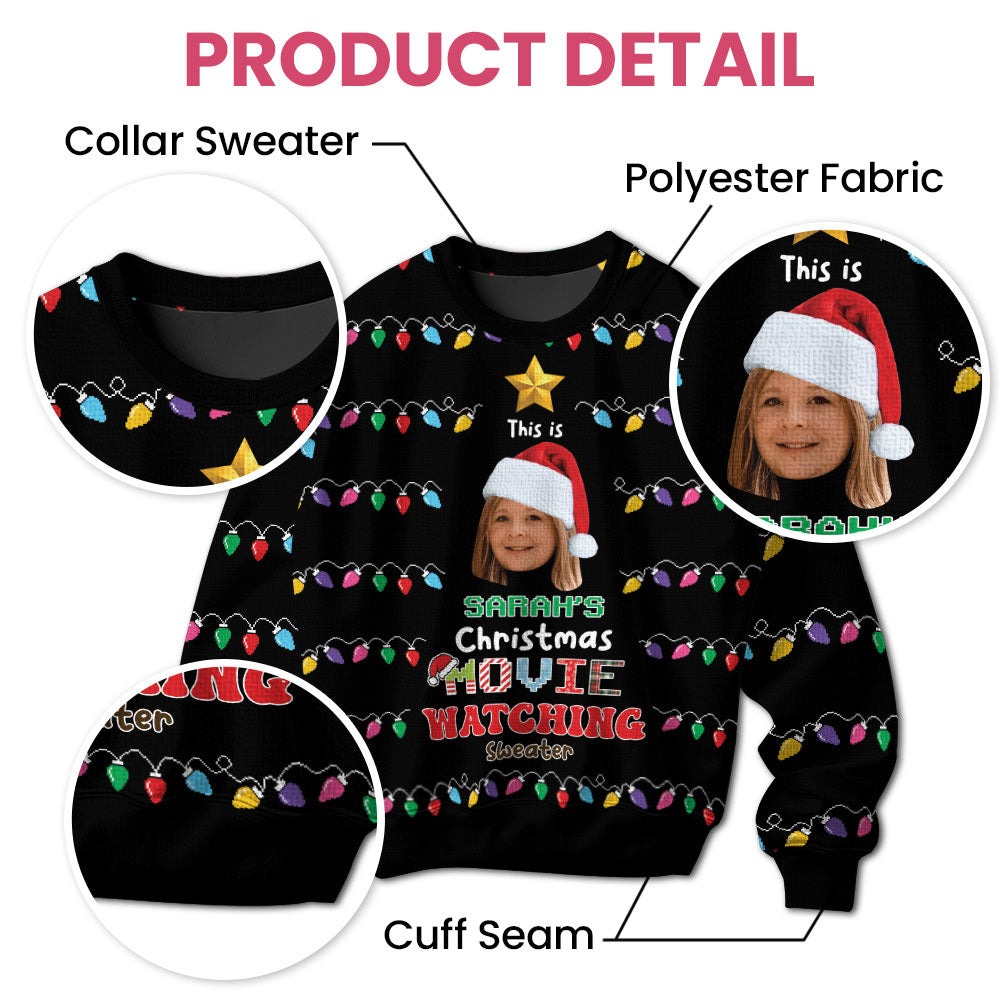 Watching Movies Custom Face - Personalized Ugly Sweater