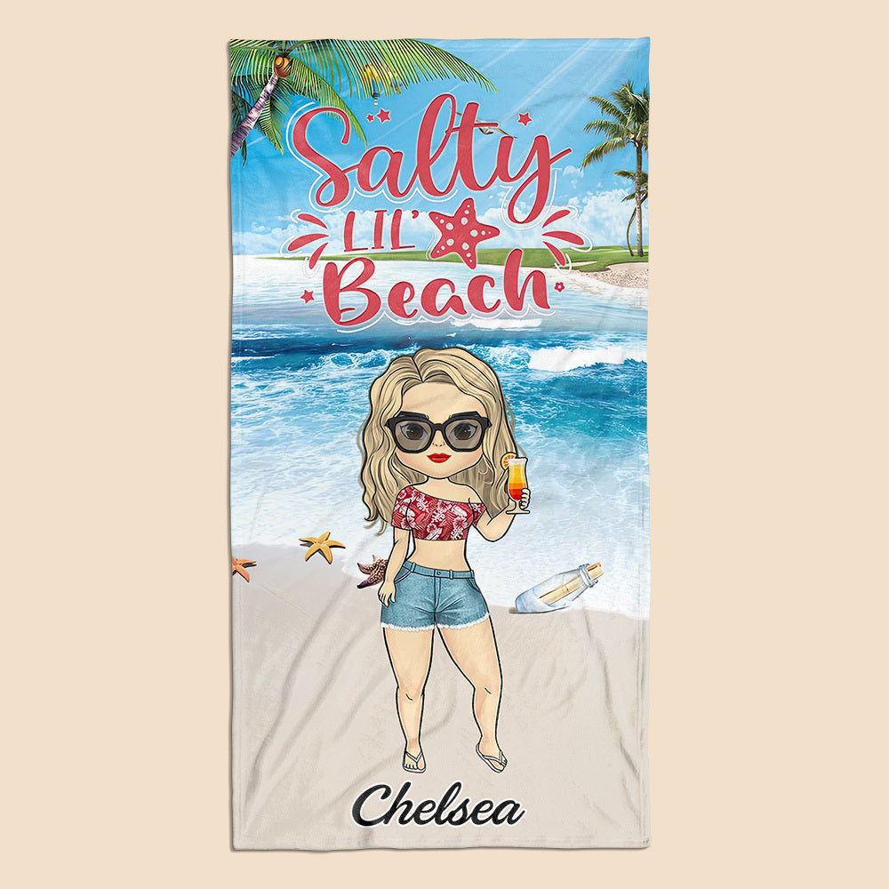 Salty Lil' Beach (Version 2) - Personalized Beach Towel - Best Gift For Summer - Giftago