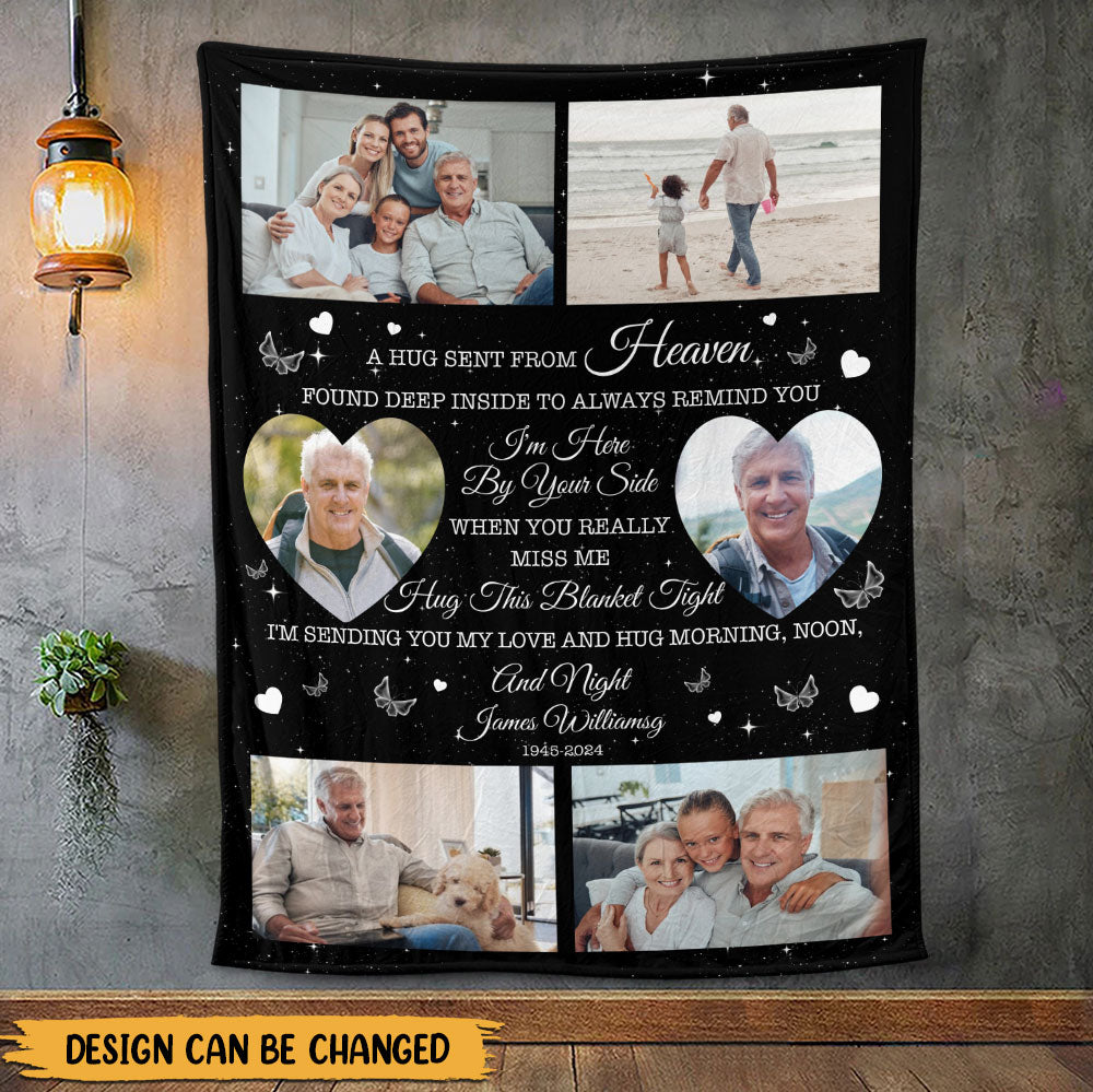 Hugs From Heaven - Personalized Memory Photo Blanket