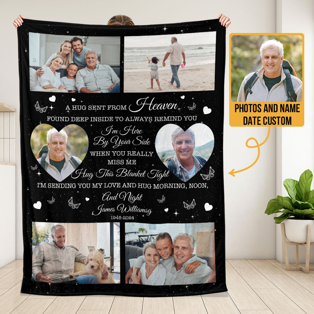 Hugs From Heaven - Personalized Memory Photo Blanket