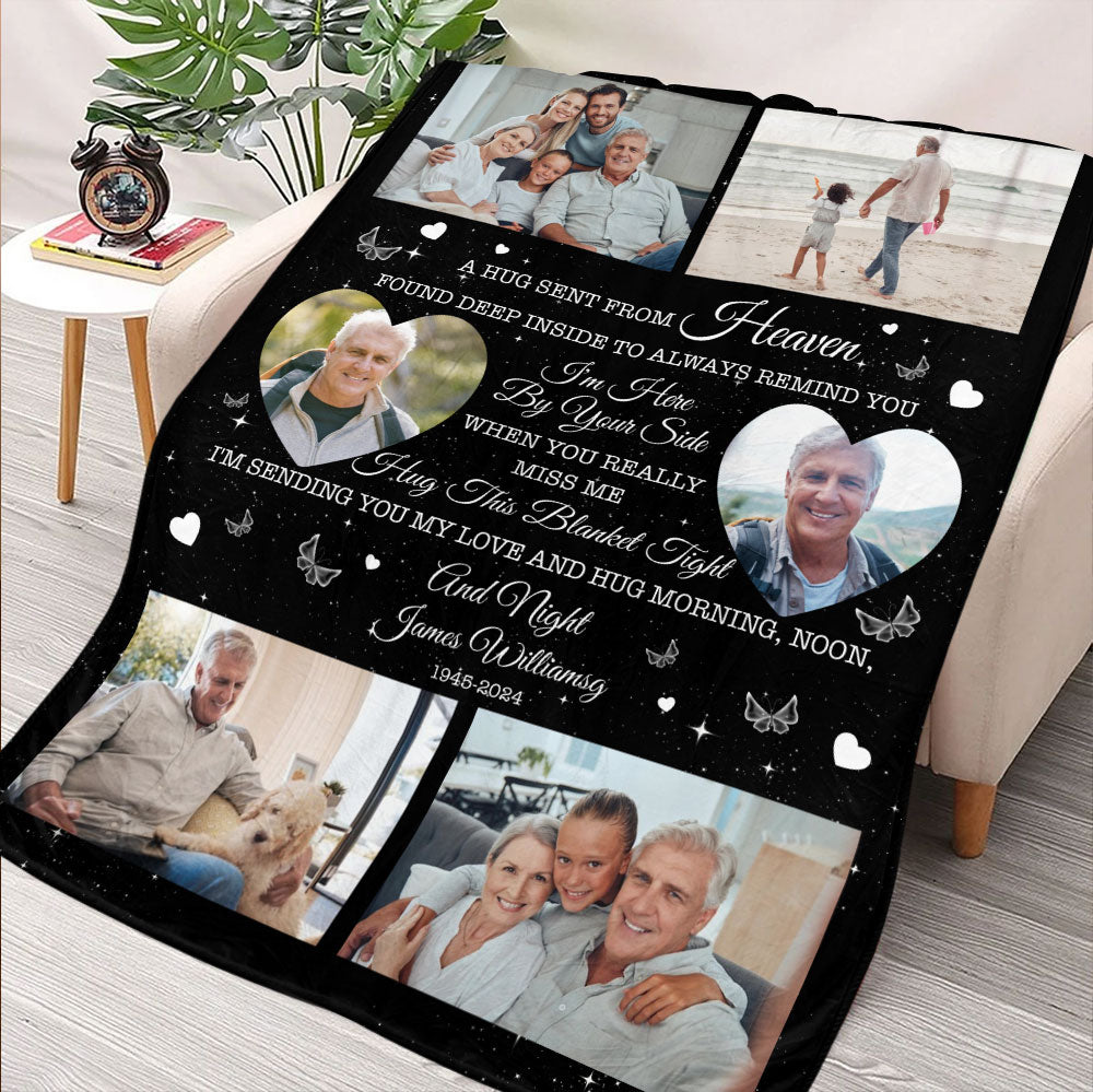 Hugs From Heaven - Personalized Memory Photo Blanket