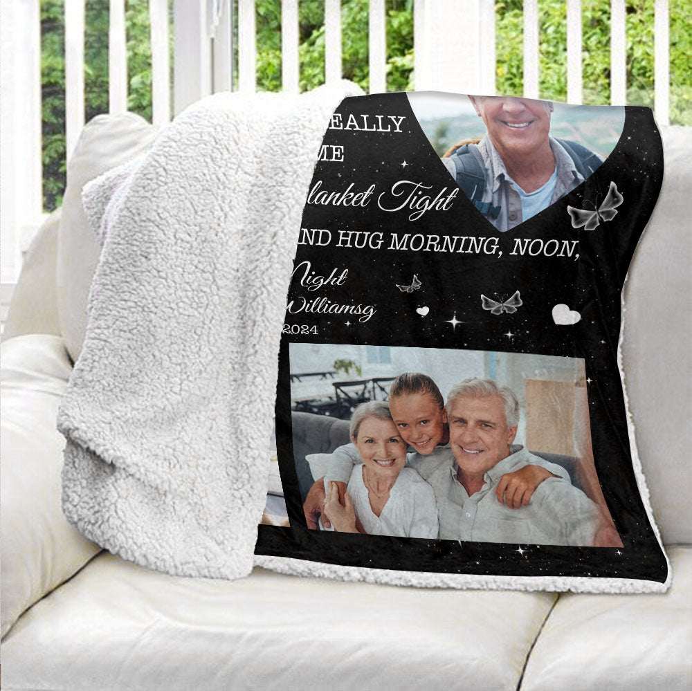 Hugs From Heaven - Personalized Memory Photo Blanket