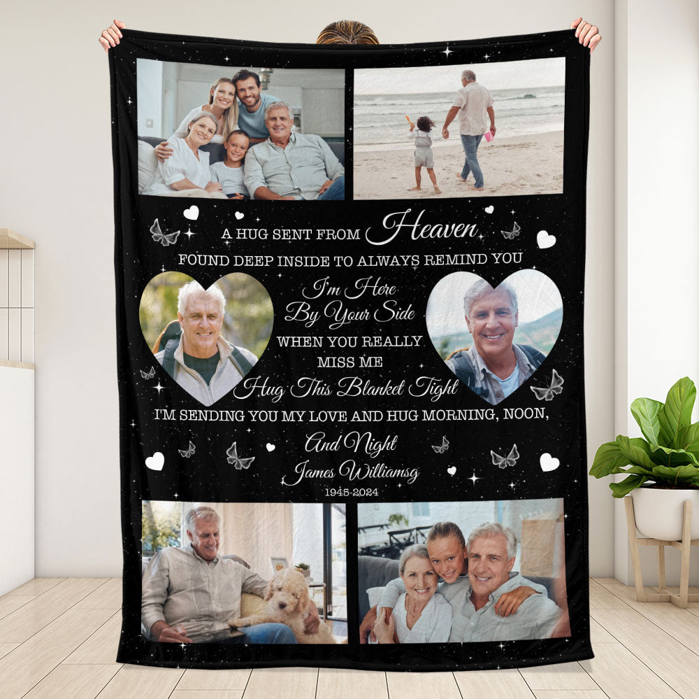 Hugs From Heaven - Personalized Memory Photo Blanket