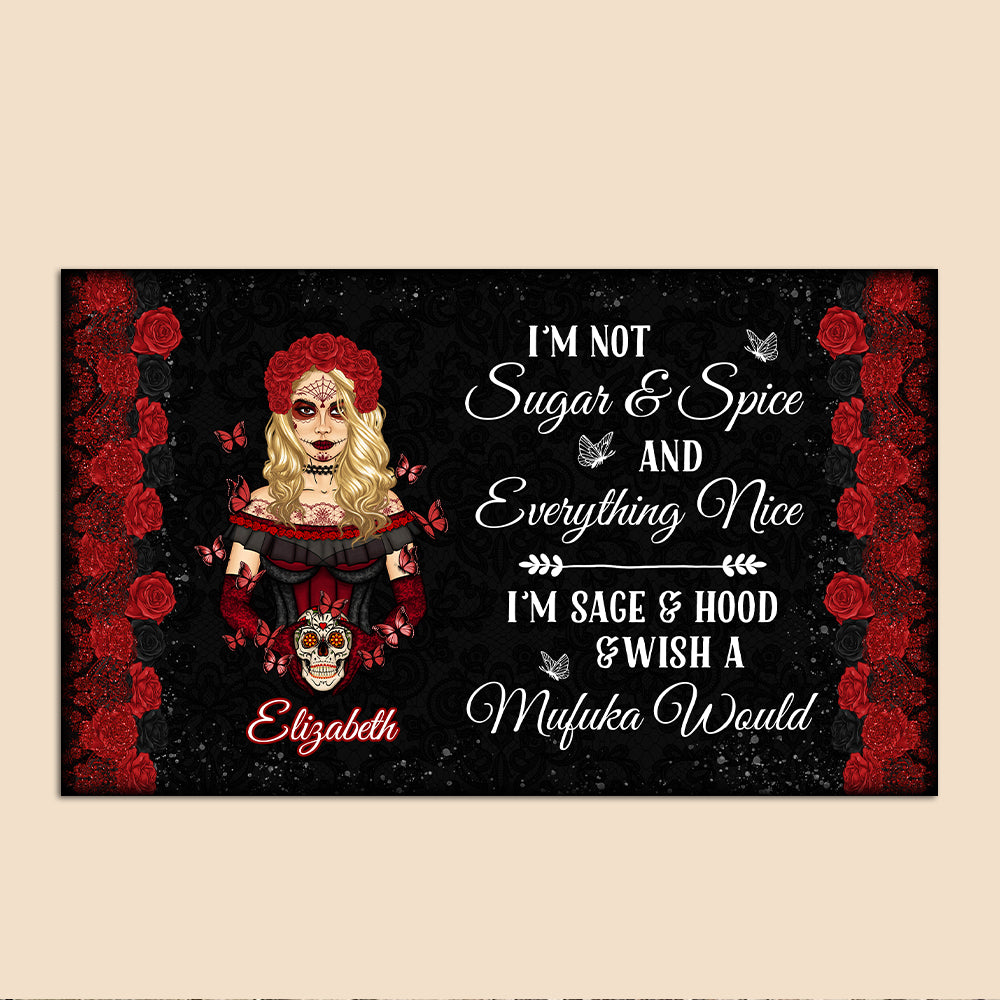 Skull Witch - I'm Not Sugar & Spice - Personalized Doormat - Best Gift For Halloween - Giftago