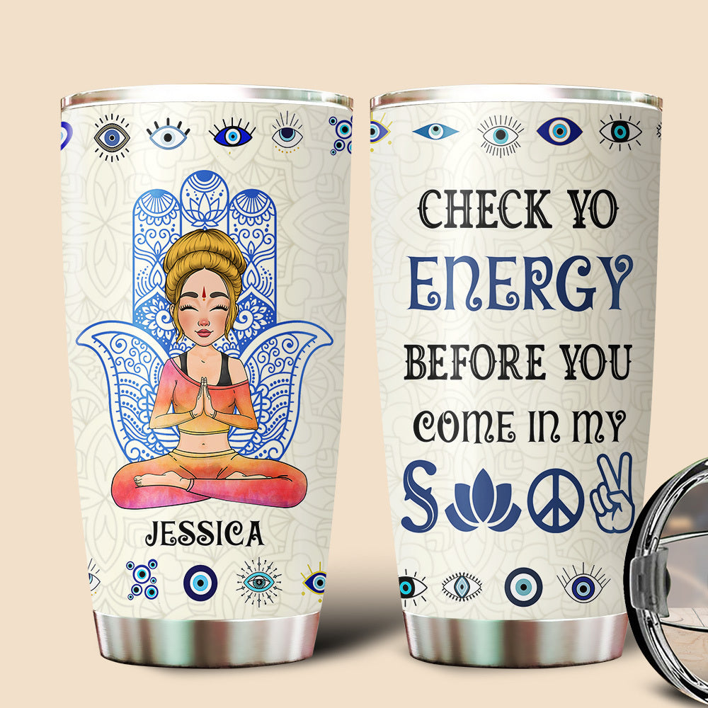 Check Yo Energy (Version 2) - Personalized Tumbler - Best Gift For Yoga Lover - Giftago