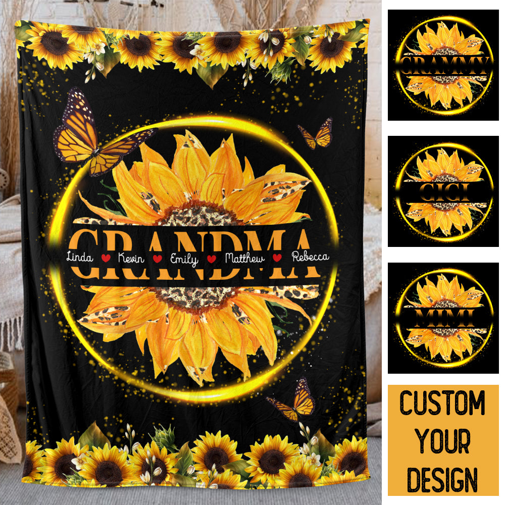 Grandma Sunflower - Personalized Blanket - Best Gift For Mother, Grandma - Giftago