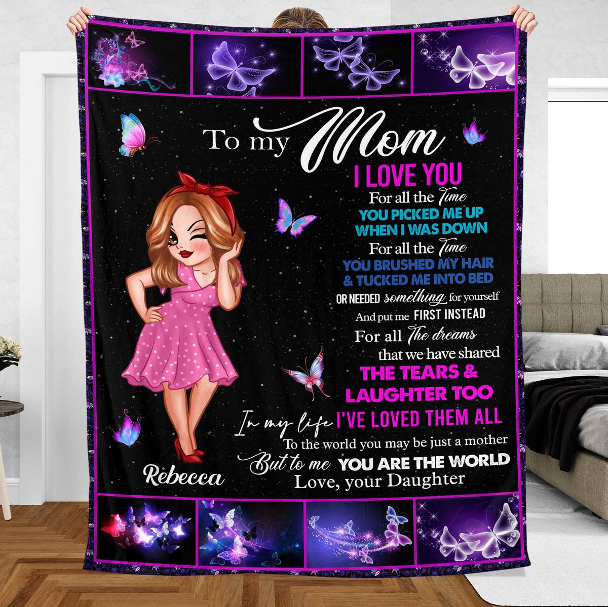 To My Mom Purple - Personalized Blanket - Best Gift For Mother, For Grandma - Giftago