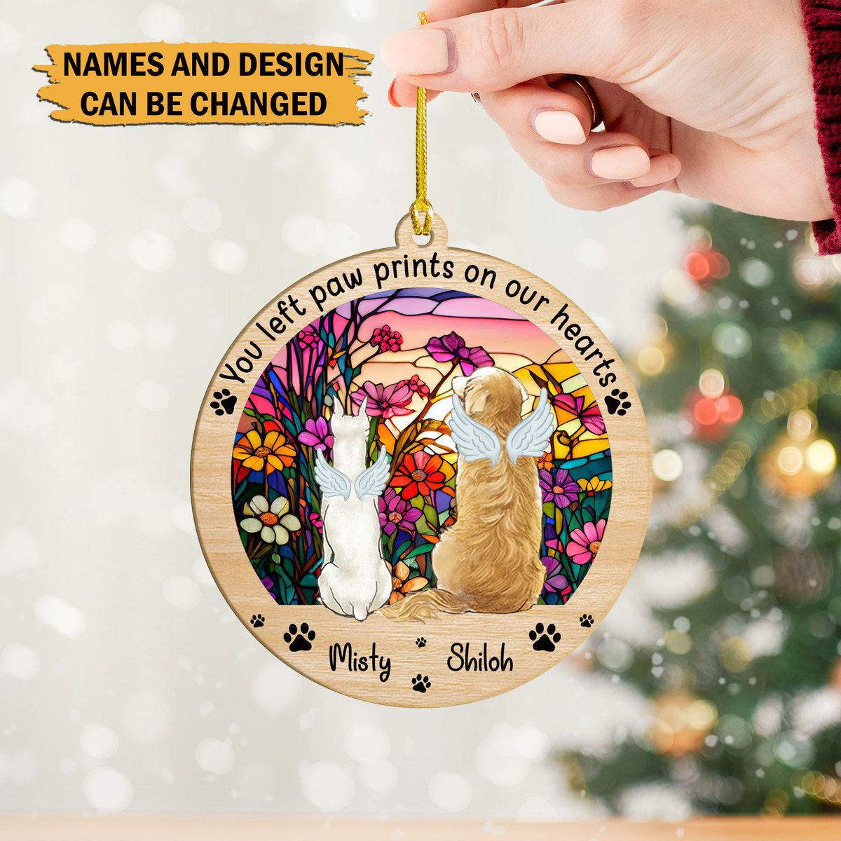 You Left Paw Prints On Our Hearts - Personalized Suncatcher Ornament - Best Gift For Pet Lovers