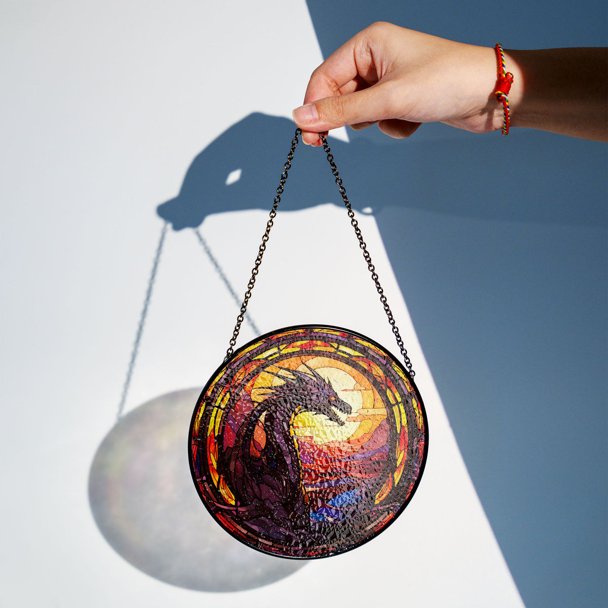 Radiant Sunfire Stained Glass Window Hanging Suncatcher