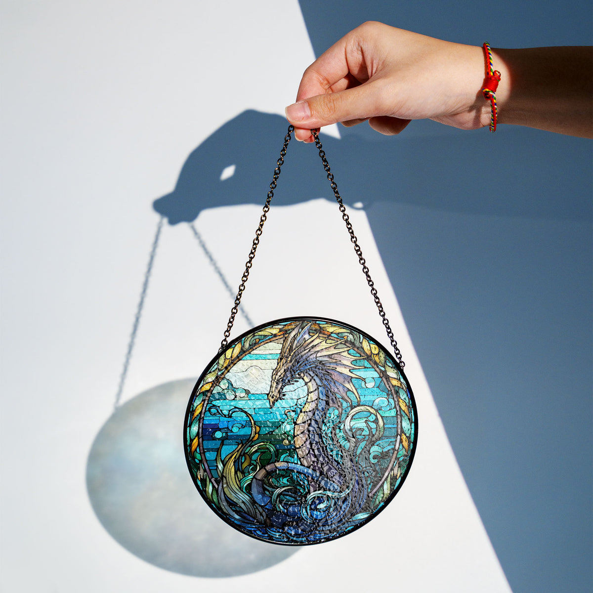 Fiery Sovereign Stained Glass Window Hanging Suncatcher