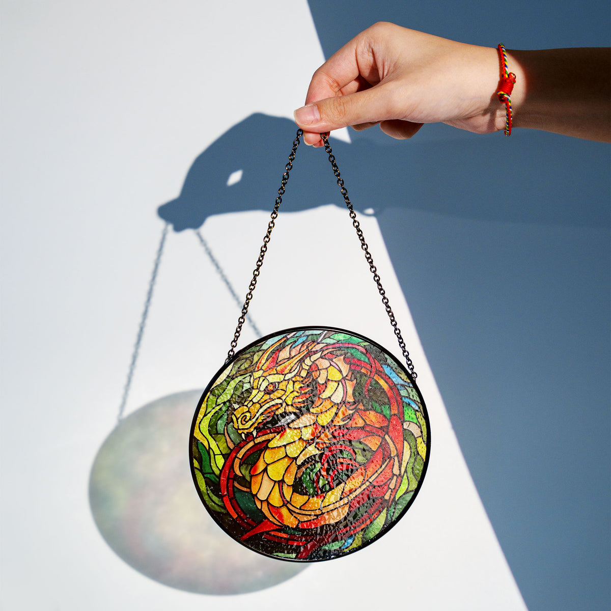 Solarflare Serpent Stained Glass Window Hanging Suncatcher