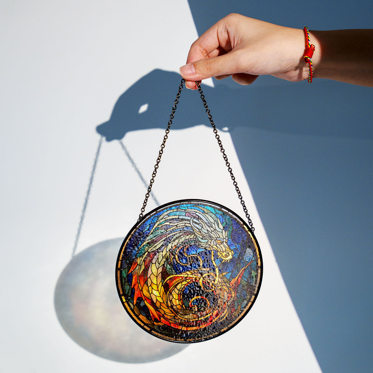 Gilded Nightwings Stained Glass Window Hanging Suncatcher