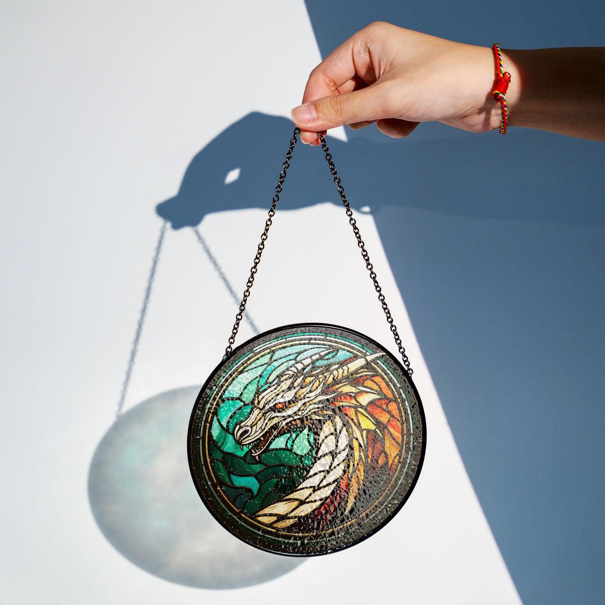 Celestial Wyrm Stained Glass Window Hanging Suncatcher