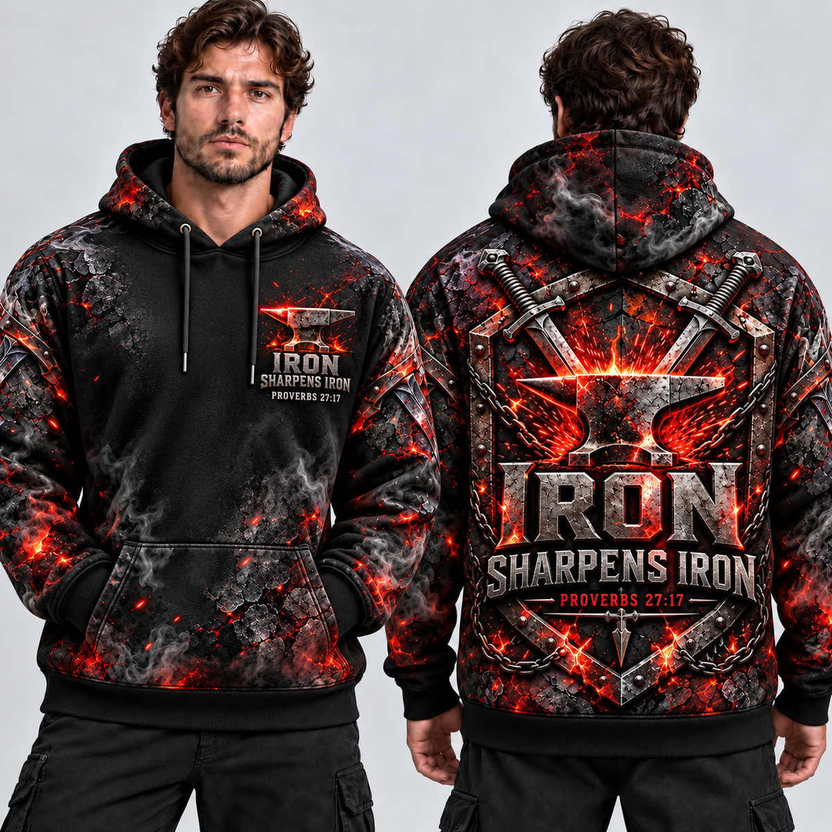 Forged in Faith – Iron Sharpens Iron Christian Hoodie