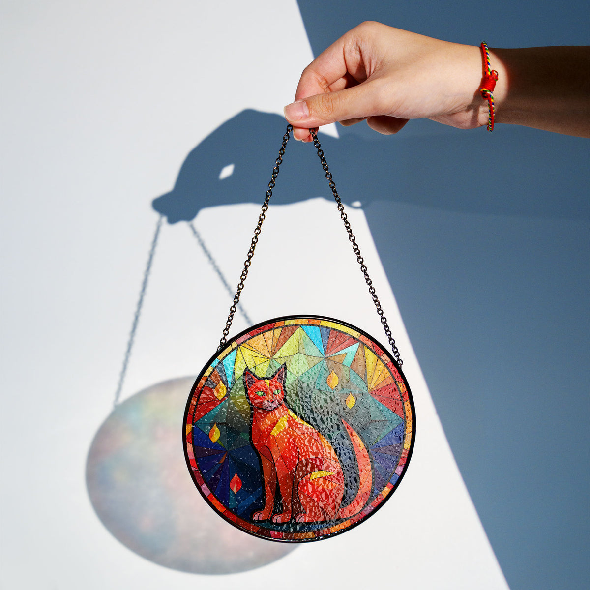 Crimson Prowler Stained Glass Window Hanging Suncatcher