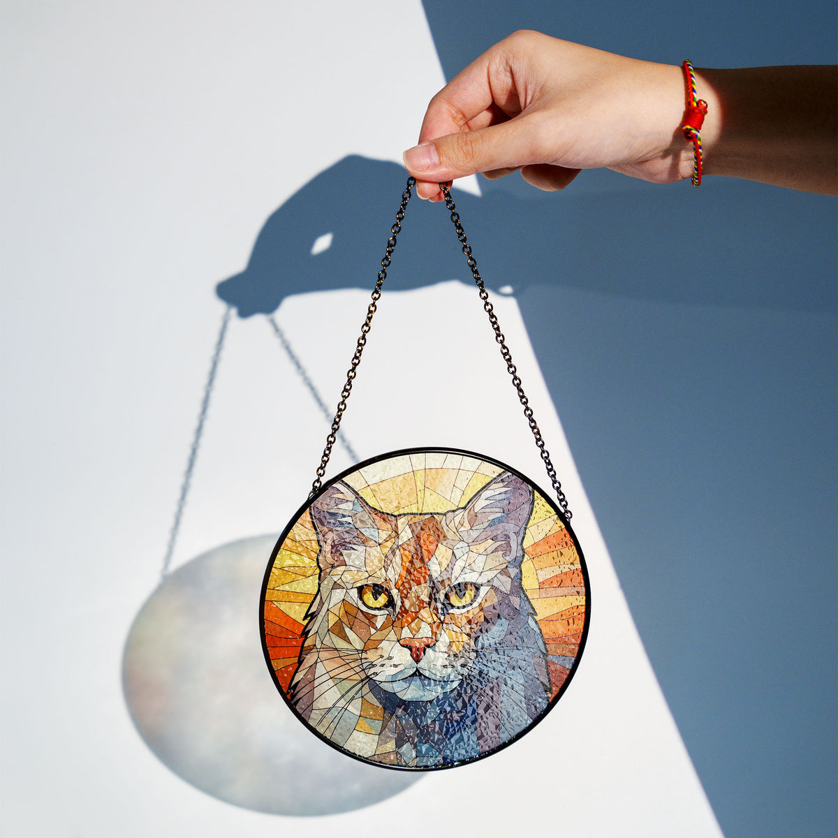 Golden Eyes of Dawn Stained Glass Window Hanging Suncatcher