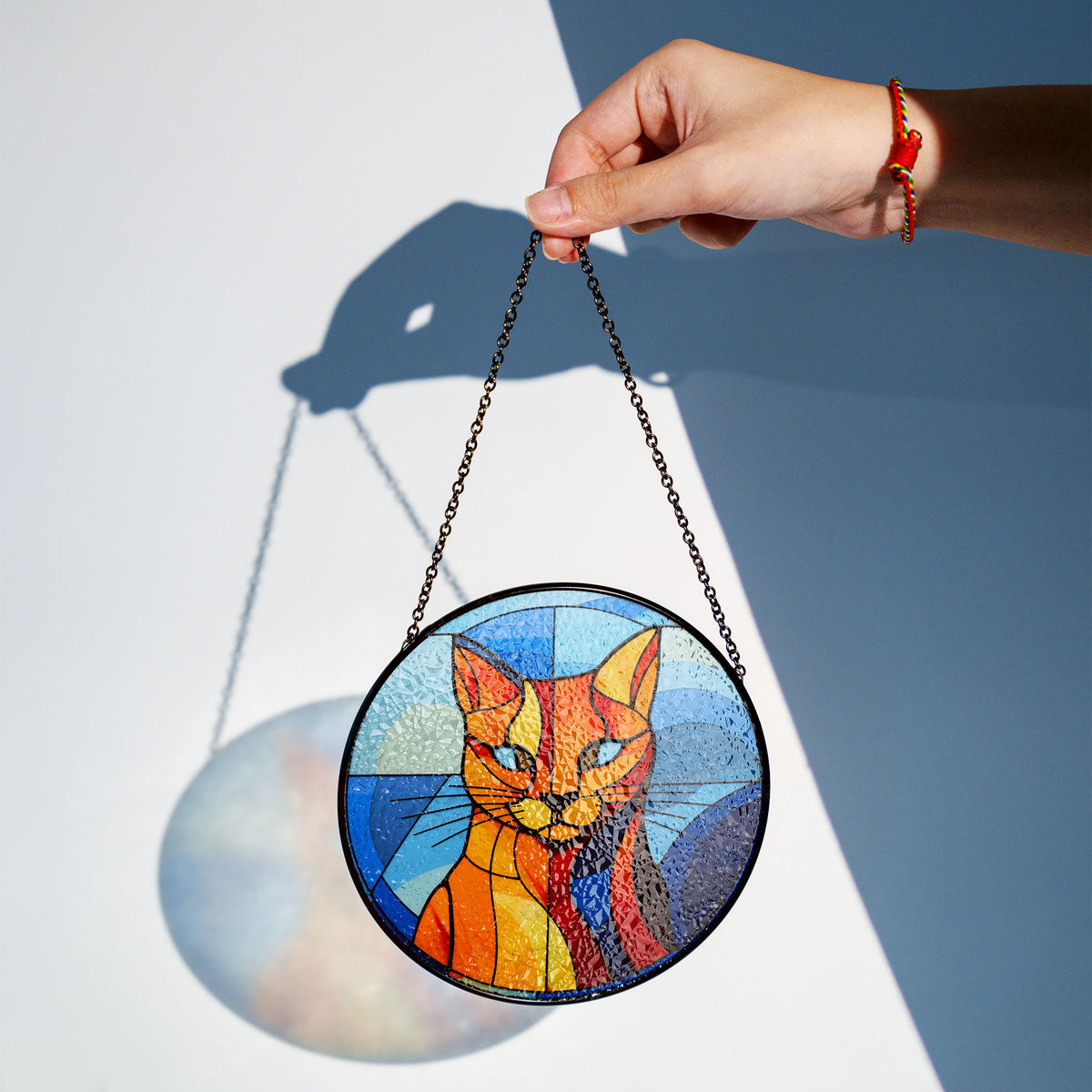 Amber Firefur Stained Glass Window Hanging Suncatcher