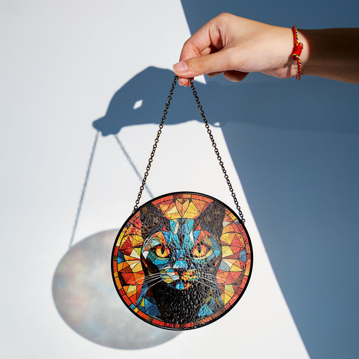 Autumn Flame Stained Glass Window Hanging Suncatcher