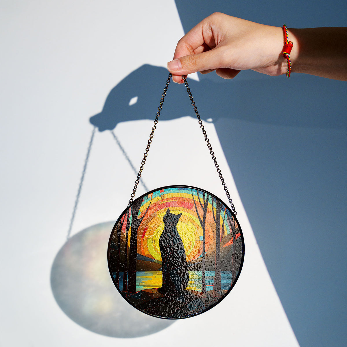 Sunset Silhouette Stained Glass Window Hanging Suncatcher