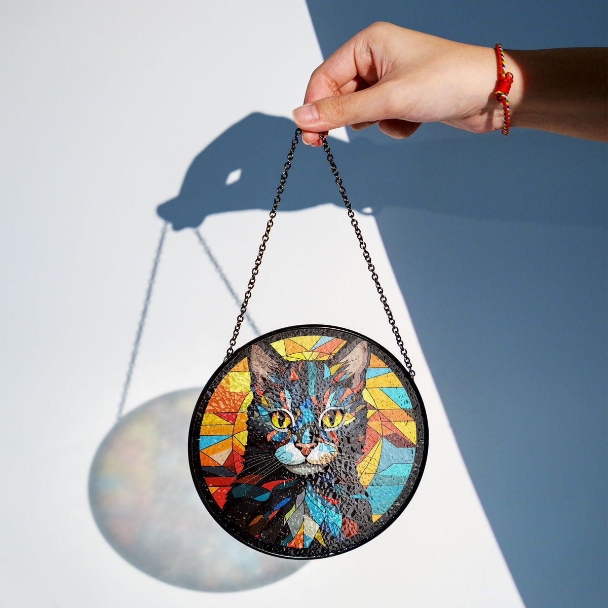 Radiant Paws Stained Glass Window Hanging Suncatcher