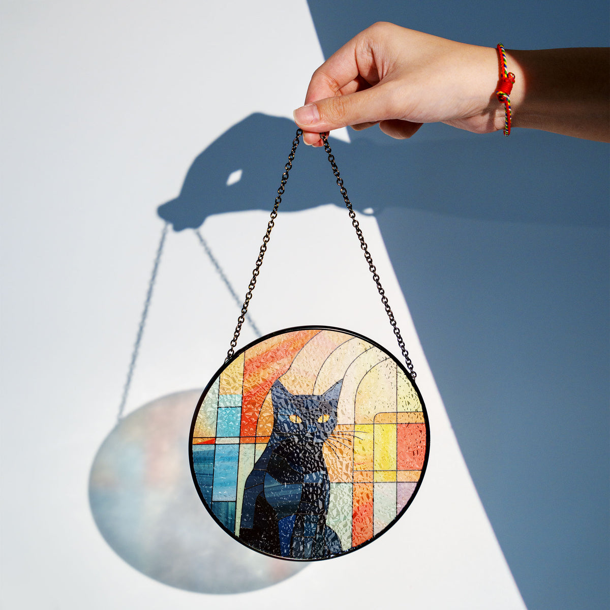 Solarflare Feline Stained Glass Window Hanging Suncatcher