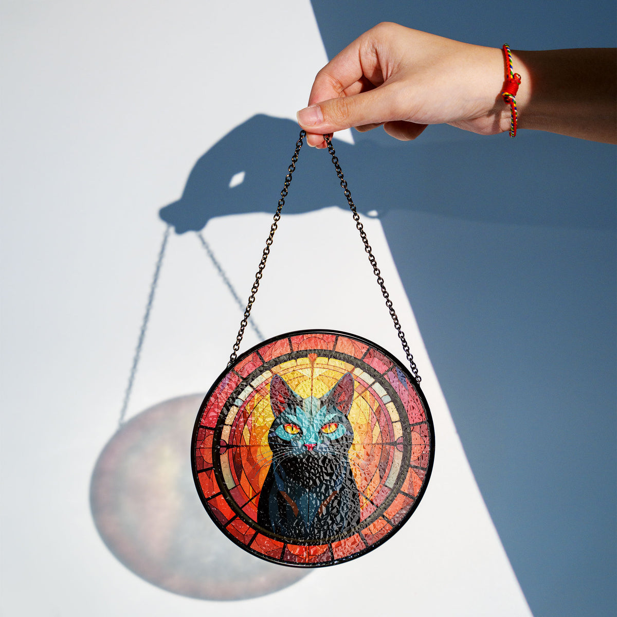 Starlit Prowler Stained Glass Window Hanging Suncatcher