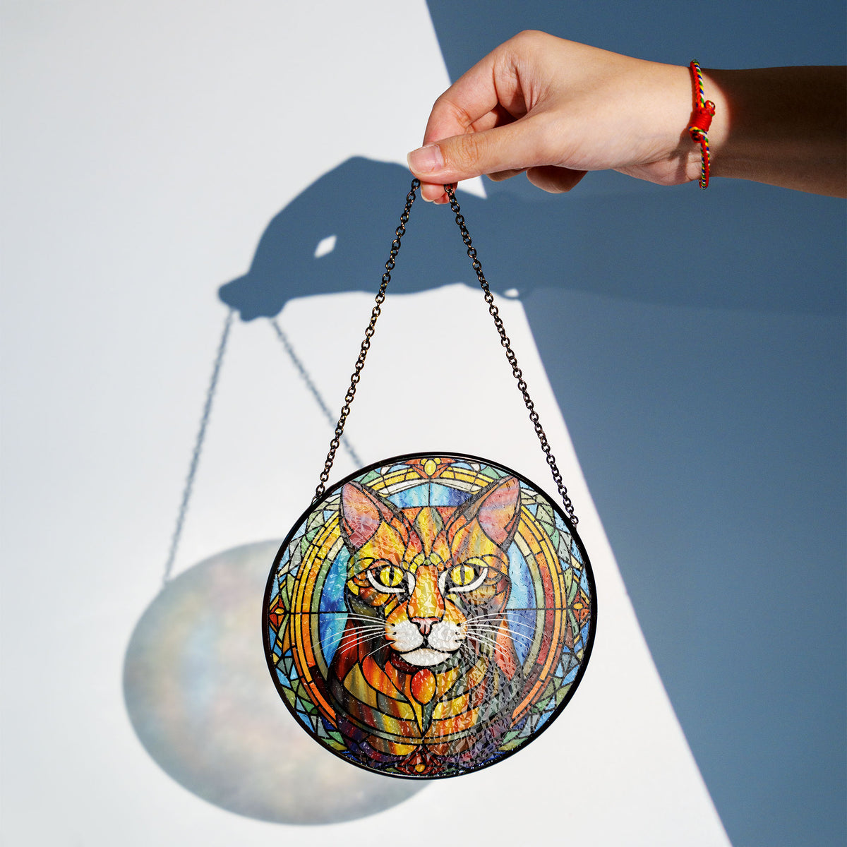 Flareheart Feline Stained Glass Window Hanging Suncatcher