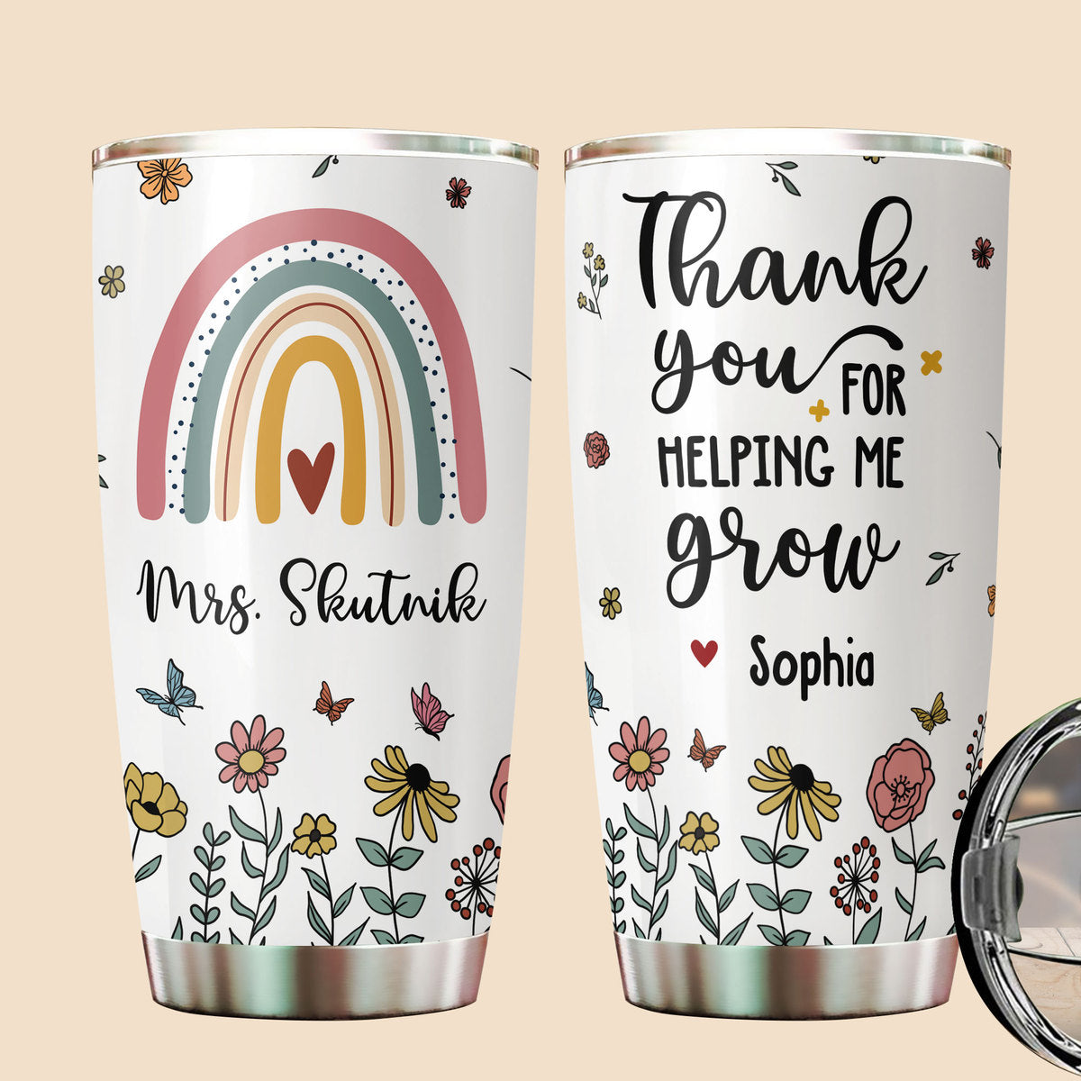 Thank You For Helping Me Grow - Personalized Tumbler - Best Gift For Teacher - Giftago