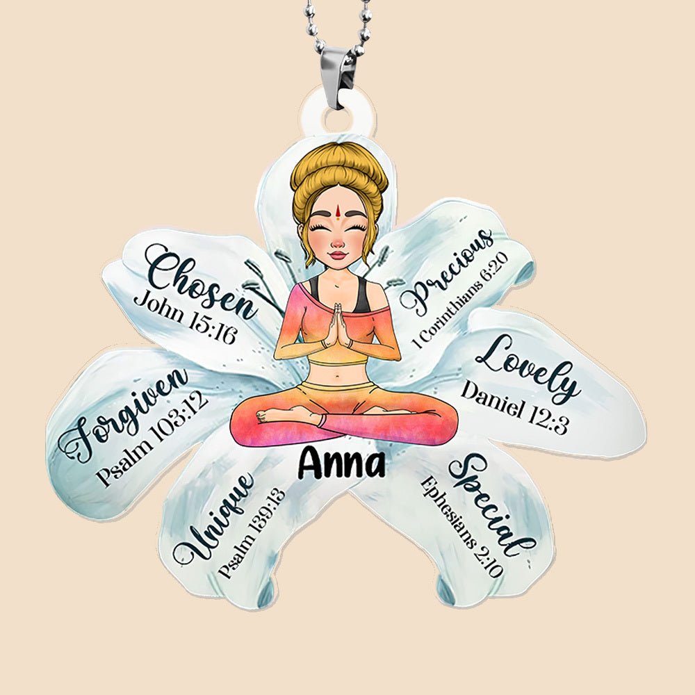 Yoga Flower - Personalized Acrylic Car Ornament - Best Gift For Yoga Lover - Giftago