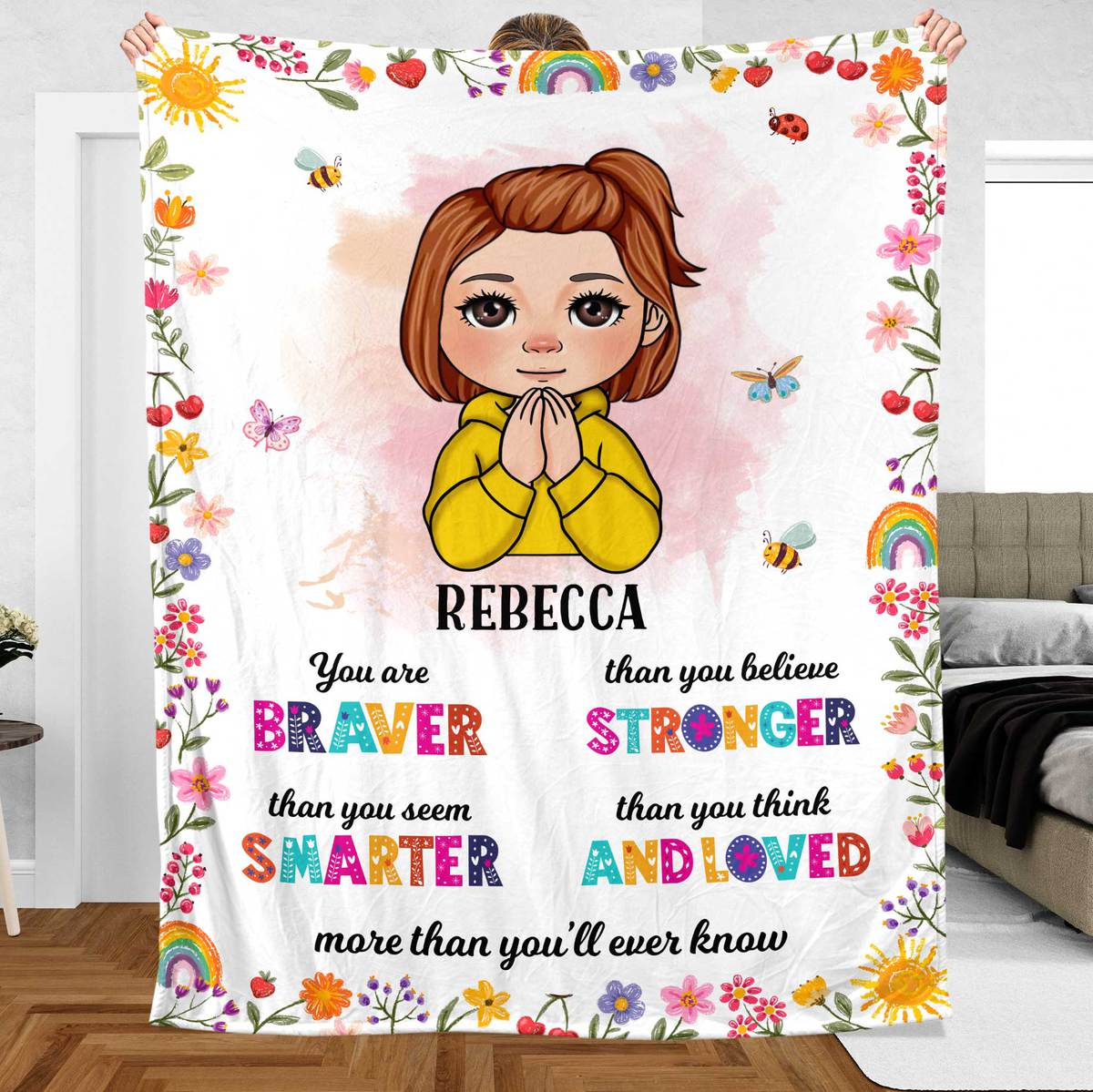 You Are Braver You Are Strong Kids - Personalized Blanket - Best Gift For Daughter, Granddaughter - Giftago