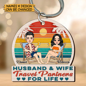 Husband & Wife - Personalized Wooden Keychain - Best Gift For Couple - Giftago