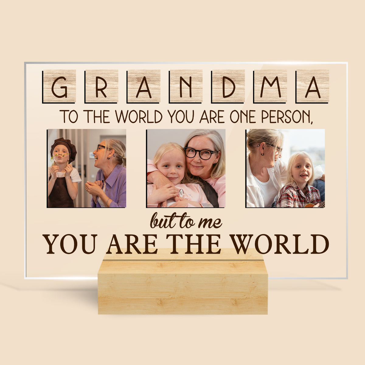 Grandma - You Are The World - Personalized Acrylic Plaque - Best Gift For Grandma - Giftago