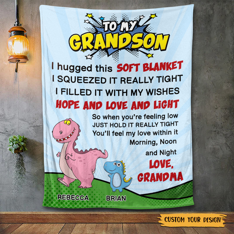 To My Grandson/ To My Granddaughter Dinosaur - Personalized Blanket - Meaningful Gift For Christmas, For Birthday - Giftago
