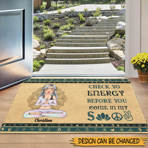 Check Yo Energy (Version 2) - Personalized Doormat - Best Gift For Yoga Lover - Giftago