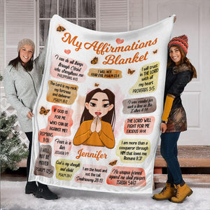 Personalized Blanket For Daughter, Grandaughter - My Affirmations (Cartoon) - Meaningful Birthday Gifts - Giftago