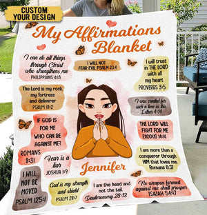 Personalized Blanket For Daughter, Grandaughter - My Affirmations (Cartoon) - Meaningful Birthday Gifts - Giftago
