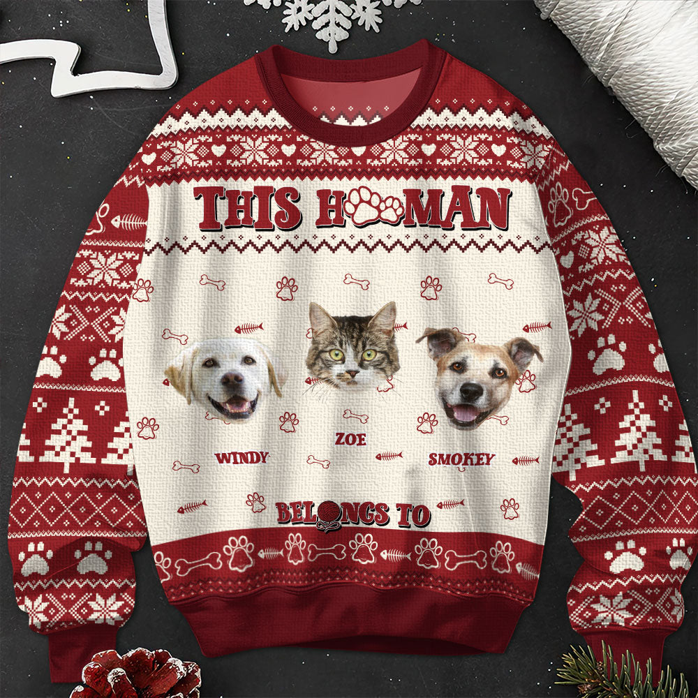 This Human Belongs To - Personalized Ugly Sweater